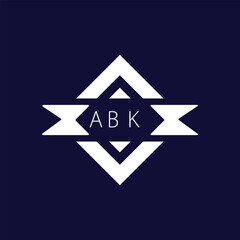 Modern Geometric Logo with ABK Text on Dark Blue Background
