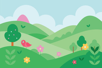 Fototapeta premium Serene mountain landscape silhouette with rolling hills under a clear sky