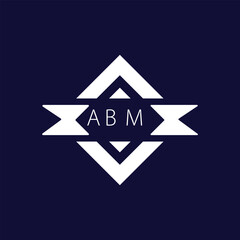Modern Geometric Logo with ABM Text on Dark Blue Background