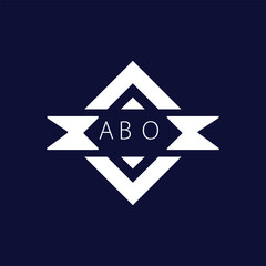 Modern Geometric Logo with ABO Text on Dark Blue Background