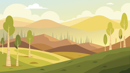 Obraz premium Serene mountain landscape silhouette with rolling hills under a clear sky