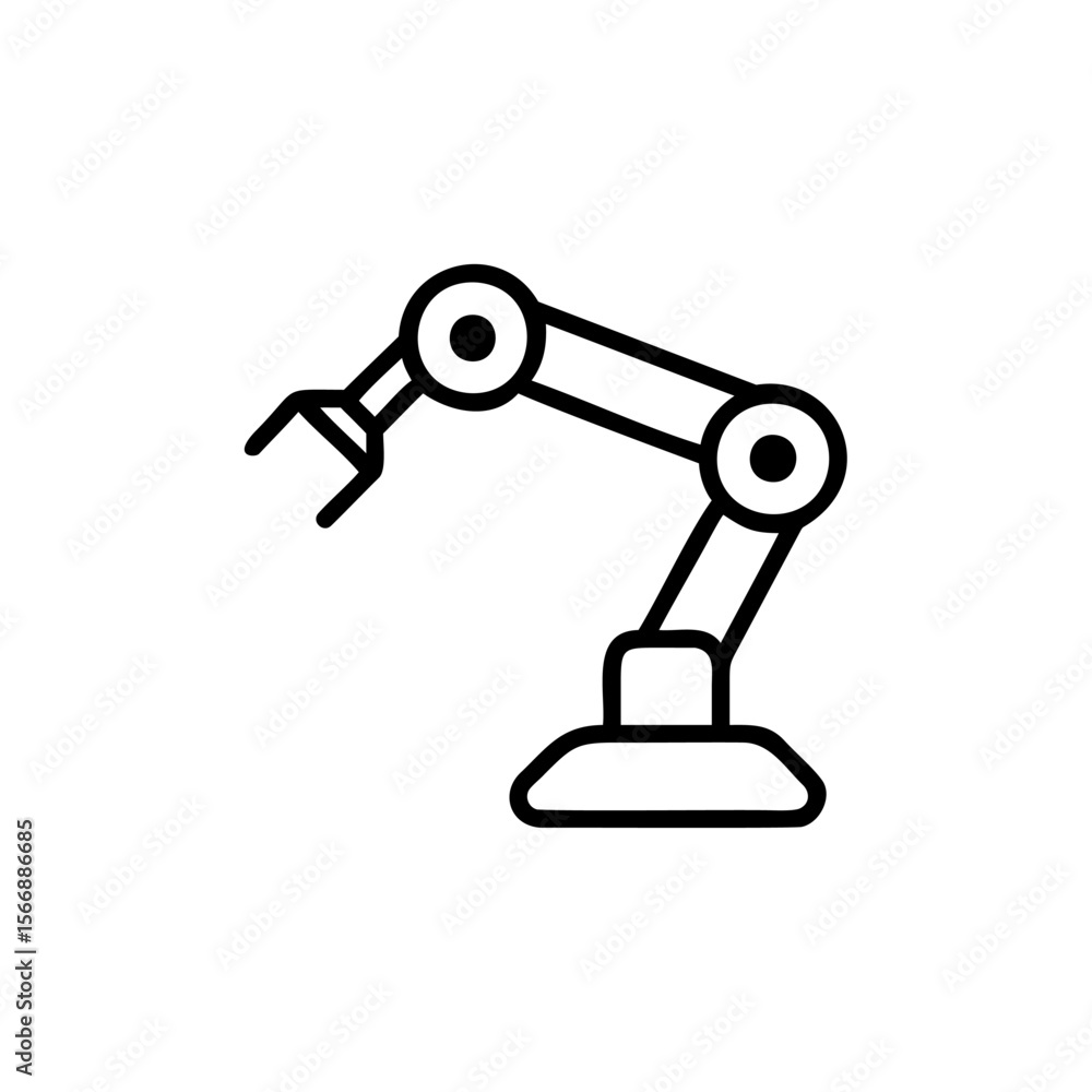 Poster robotic arm with articulated joints a claw on a automation technology