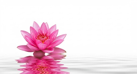 水面に映るピンクの蓮華 柔らかな光が優しく包む静寂な美. AI Generated