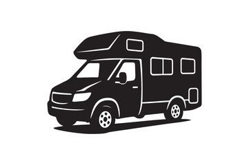 Naklejka premium camper van silhouette vector art illustration on white background