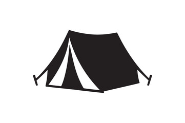 camping tent silhouette vector art illustration on white background