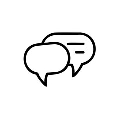 Two speech bubbles with outlines on representing communication dialogue chat