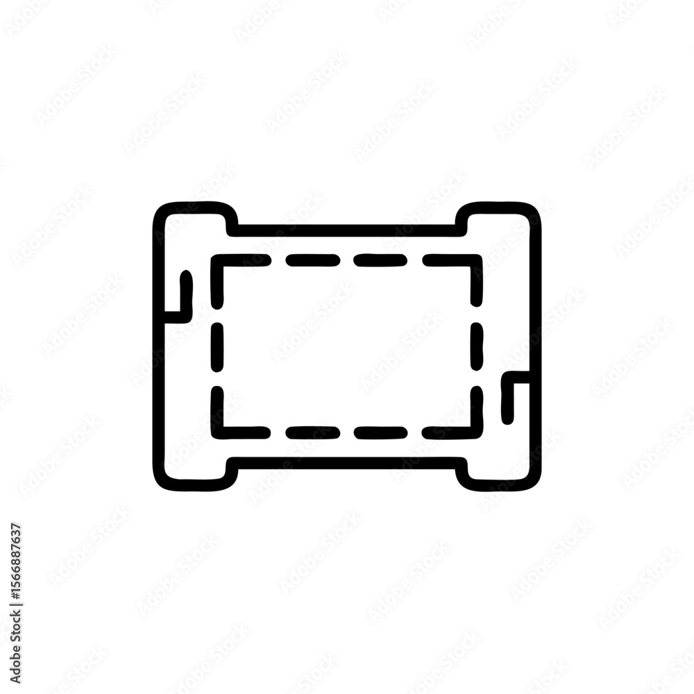 Poster handdrawn outline a rectangle with rounded corners a dashed inner rectangle on shape