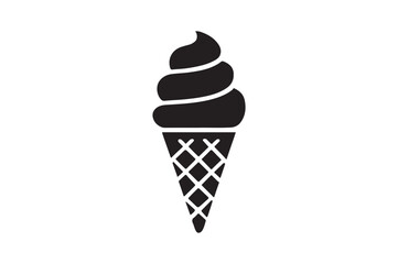 ice cream cone silhouette vector art illustration on white background