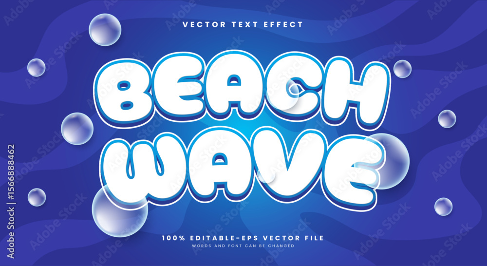 Poster beach wave 3d editable text effect template suitable for wave background
