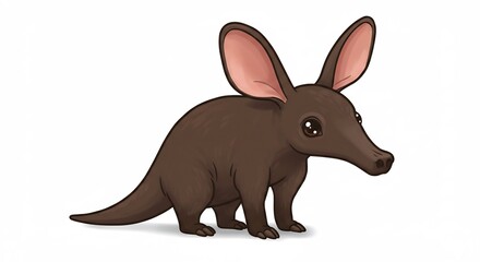 愛らしい耳 大きな目 可愛いコアリクイ 優しい色合い イラスト. AI Generated