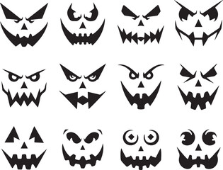 Spooky Pumpkin Carving Face Templates for Halloween