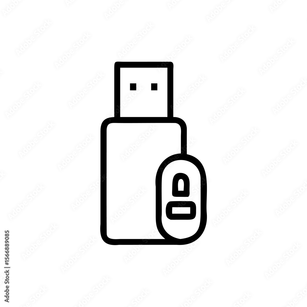 Poster u s b flash drive icon with a padlock symbol indicating data security on storage