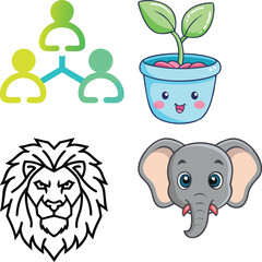 Obraz premium Cute Animal and Teamwork Illustrations Bundle of Vector Graphics