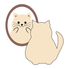 Nice cute cat looking at the mirror illustration cartoon vector 