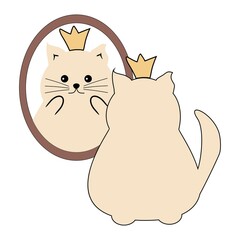 Nice cute cat looking at the mirror illustration cartoon vector 