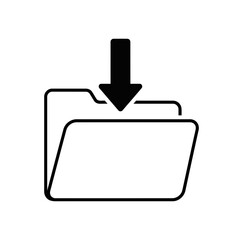 An arrow pointing down into a data folder icon
