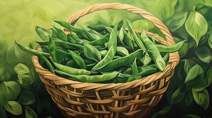 Organic snow peas in a basket.