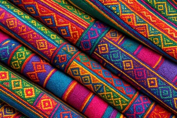 Riga, Latvia 05-09-2024 A vibrant tapestry of color and pattern, showcasing traditional weaving techniques