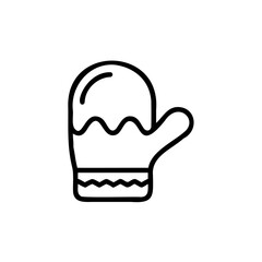 Handdrawn mitten with wavy zig-zag lines on a glove winter