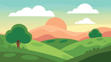 Obraz premium Serene mountain landscape silhouette with rolling hills under a clear sky