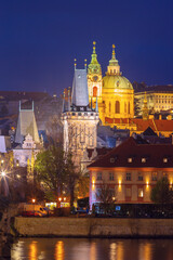 Obraz premium Historic Prague Complex and Riverfront in Prague Czech Republic