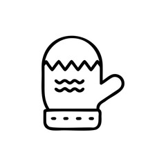 Handdrawn mitten with zig zag wavy lines on glove winter