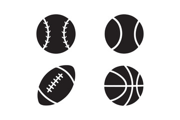 Fototapeta premium summer sports ball silhouette vector art illustration on white background