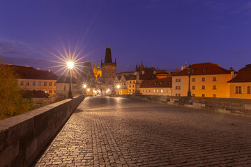 Charles Bridge at Dawn in Prague Czech Republic