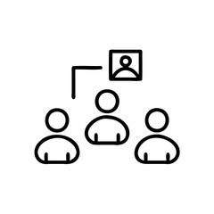 Line art a team people connected to a profile icon on connection