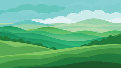 Serene mountain landscape silhouette with rolling hills under a clear sky