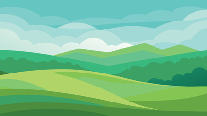 Serene mountain landscape silhouette with rolling hills under a clear sky