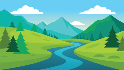 Serene landscape with rolling hills and a clear sky at sunset