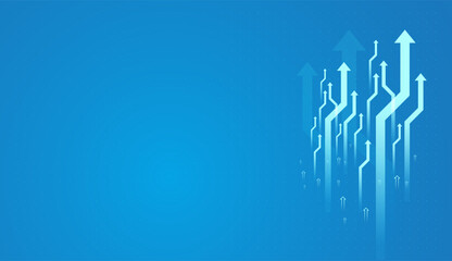 Collection of Arrows concept for up trend, The light blue gradient evokes a clean, futuristic feel, highlighting ambition, upward momentum, and strategic movement.  vector illustration