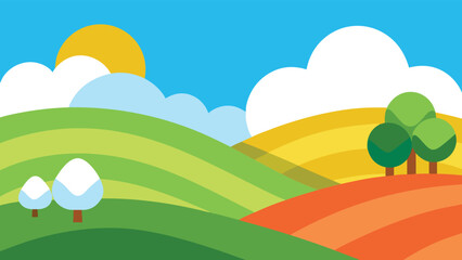 Obraz premium Stylized natural landscape with rolling hills under a clear sky