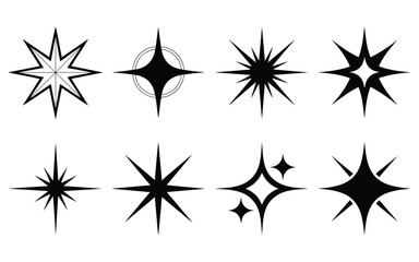 Obraz premium Star and Cosmic Symbol Set – Black Silhouettes of Celestial and Geometric Shapes