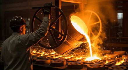 Molten Metal Pouring Industrial Foundry Process