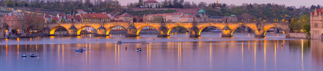 Fototapeta premium Charles Bridge Panorama in Prague Czech Republic