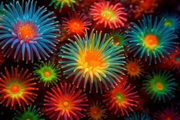 Fototapeta premium Riga, Latvia 05-09-2024 A symphony of colors and textures in a sea of jellyfish