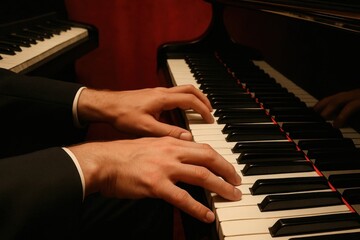Fototapeta premium Riga, Latvia 05-09-2024 A pianist's silent symphony