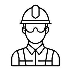 Worker Icon – Minimal Line Art Vector Illustration of a Construction Worker for Industry Graphics, Jobsite Symbols, Safety Signage, Labor Visuals, and Infrastructure or Occupation-Themed Designs

