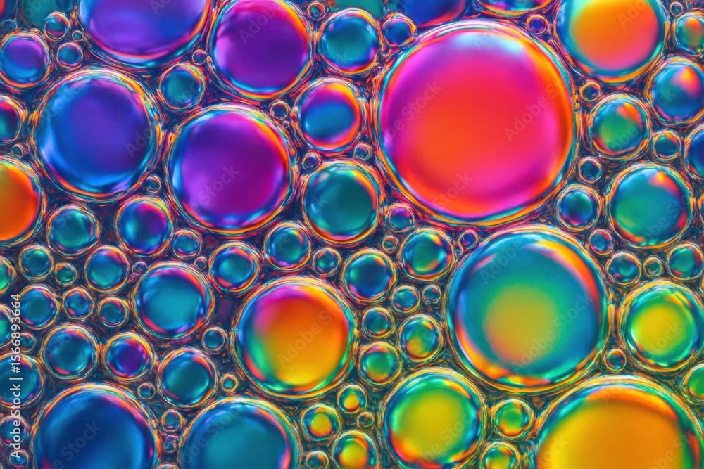Poster riga, latvia 05-09-2024 a vibrant tapestry of colorful bubbles in a mesmerizing array of hues