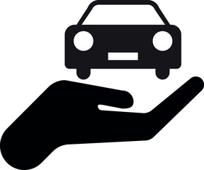 Car in hand icon isolated on white background . Car care icon . Vector illustration