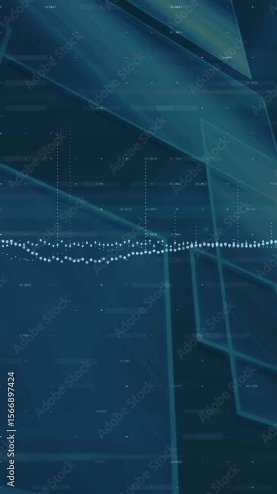 Poster animation of statistics and data processing on black background