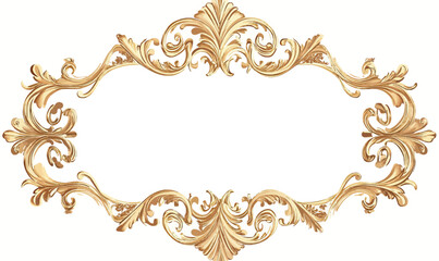 Elegant golden ornamental frame border with vintage floral scrollwork design in decorative baroque style for design background or invitation embellishment