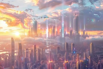 Pixel Perfect Picture of Futuristic City Concept with Creative Skyscrapers and Technology