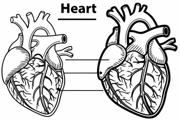 Anatomical heart diagrams detailed line art heart anatomy human heart