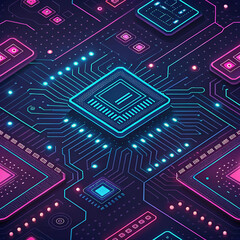 "Neon Digital Circuit Board Design"

