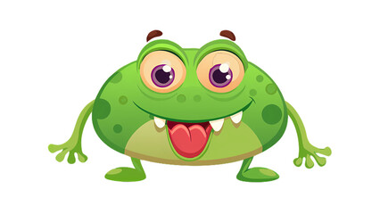 Obraz premium Cartoon green monster character vector illustration cute funny monster design for kids children animation 100