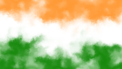 gradient background of Indian national flag colour in cloudy style. orenge, white and green colour illustration. concept for independence day.