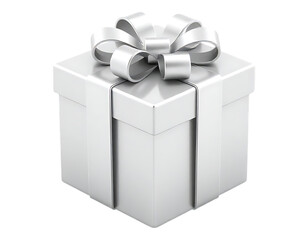 Elegant White Gift Box with Silver Bow